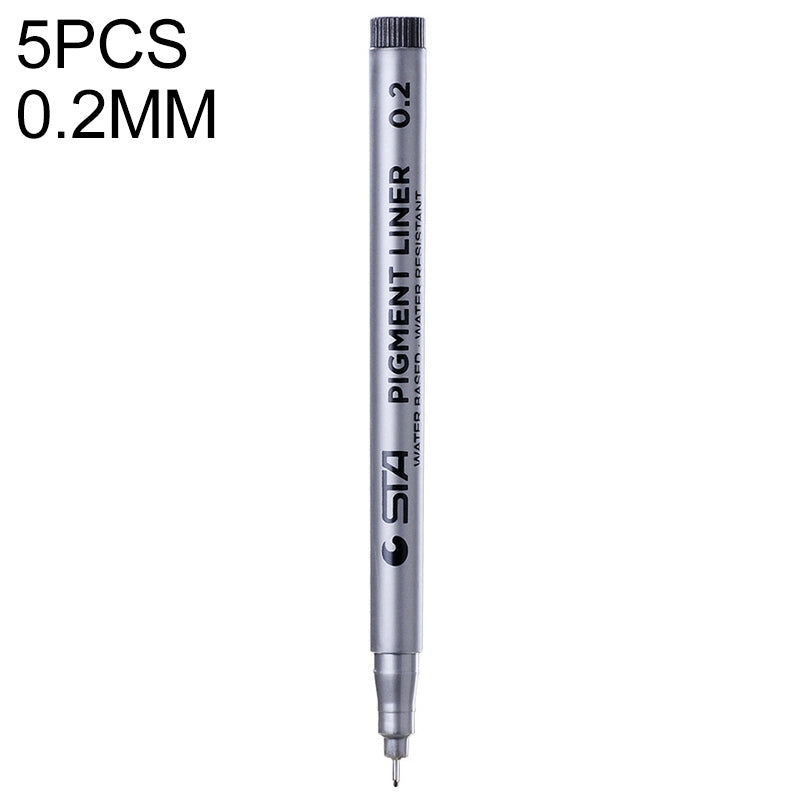 ELECTROPRIME 5 PCS Micron Ink Marker Pen Black Fineliner Sketching Pens 0.2mm