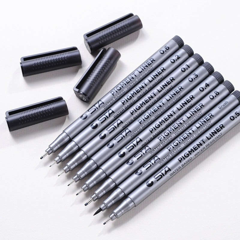 ELECTROPRIME 5 PCS Micron Ink Marker Pen Black Fineliner Sketching Pens 0.2mm