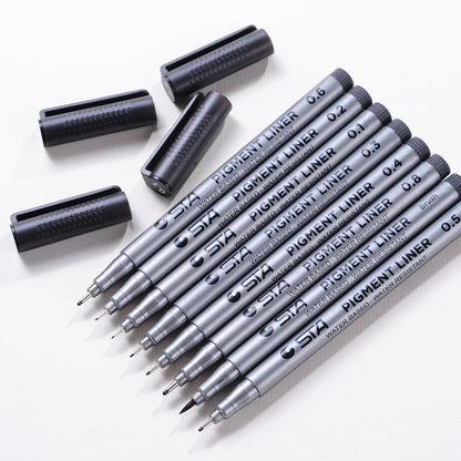 ELECTROPRIME 5 PCS Micron Ink Marker Pen Black Fineliner Sketching Pens 0.2mm
