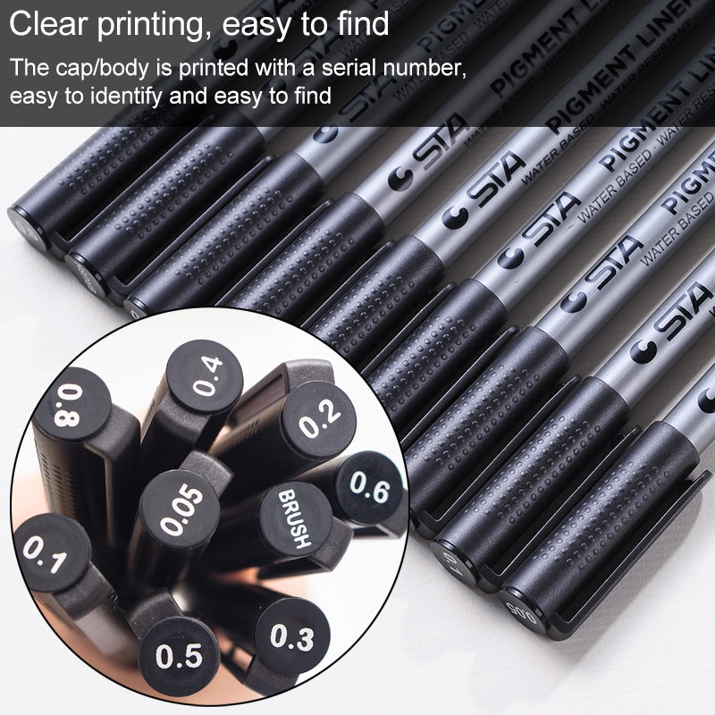 ELECTROPRIME 5 PCS Micron Ink Marker Pen Black Fineliner Sketching Pens 0.2mm