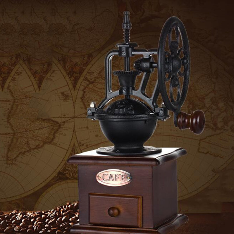 ELECTROPRIME Manual Coffee Grinder Antique Cast Iron Hand Crank Coffee Machine