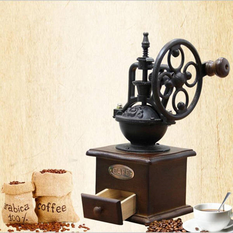 ELECTROPRIME Manual Coffee Grinder Antique Cast Iron Hand Crank Coffee Machine