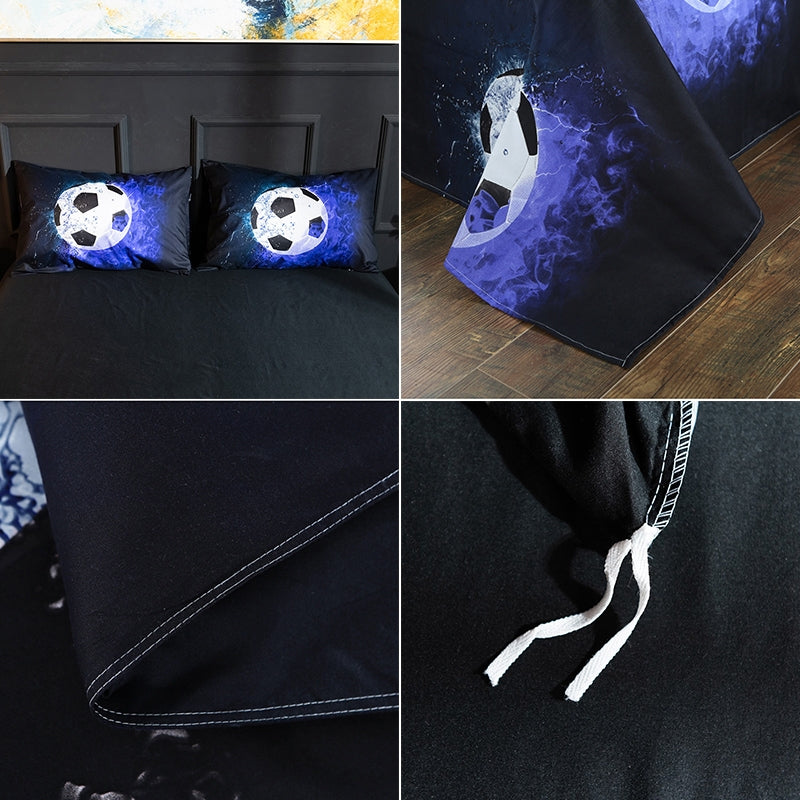 ELECTROPRIME 3D Printed Bedding Three-Piece Pillowcase Duvet Cover, Size:210x210cm(Basketball Fire)