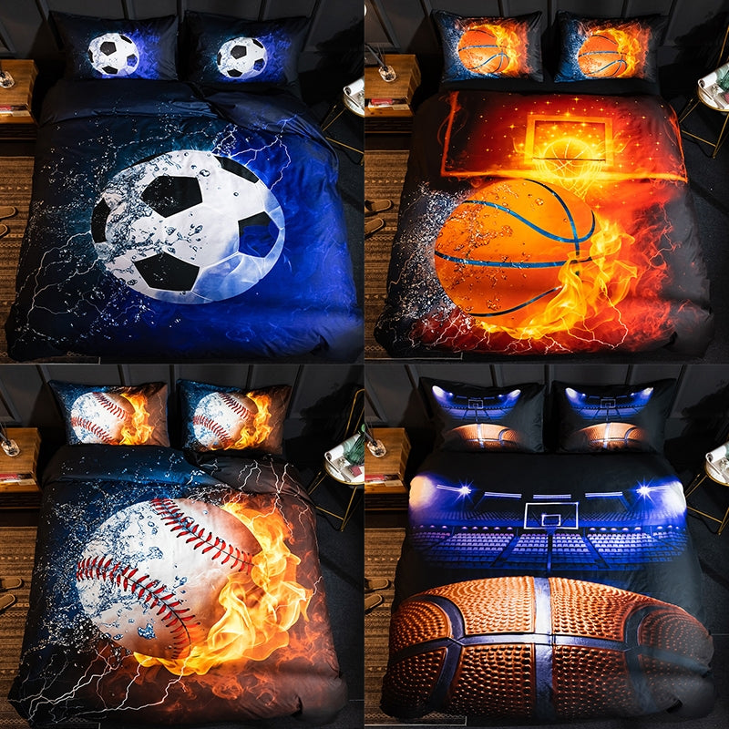 ELECTROPRIME 3D Printed Bedding Three-Piece Pillowcase Duvet Cover, Size:200x200cm(Dancing Football)