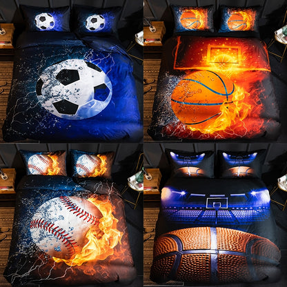 ELECTROPRIME 3D Printed Bedding Three-Piece Pillowcase Duvet Cover, Size:200x200cm(Dancing Football)