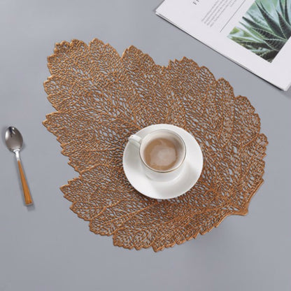 ELECTROPRIME Leaf PVC Heat Resistant Placemat Drink Glass Coaster, Size: 37x47cm(Bronze)
