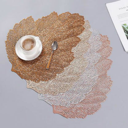 ELECTROPRIME Leaf PVC Heat Resistant Placemat Drink Glass Coaster, Size: 37x47cm(Bronze)
