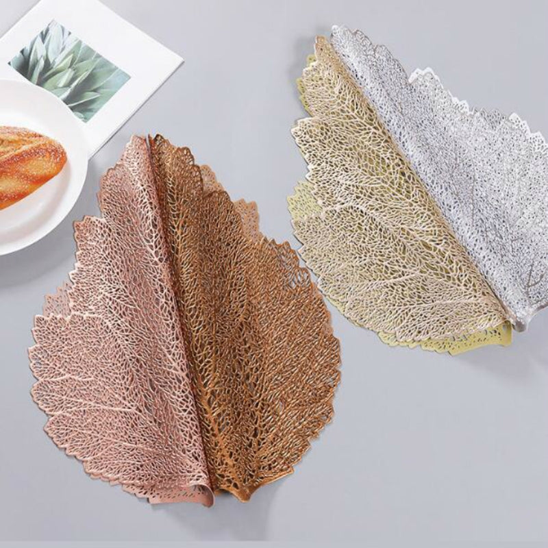 ELECTROPRIME Leaf PVC Heat Resistant Placemat Drink Glass Coaster, Size: 37x47cm(Bronze)