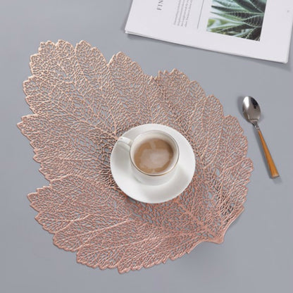 ELECTROPRIME Leaf PVC Heat Resistant Placemat Drink Glass Coaster, Size: 37x47cm(Rose Gold)