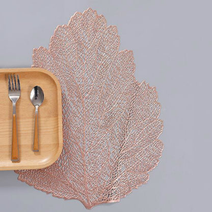 ELECTROPRIME Leaf PVC Heat Resistant Placemat Drink Glass Coaster, Size: 37x47cm(Rose Gold)