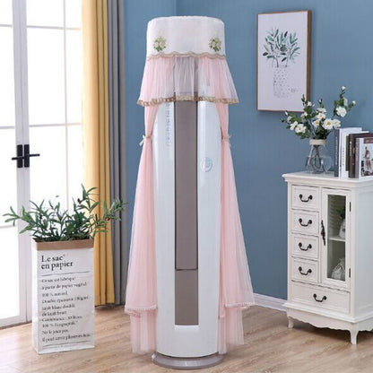 ELECTROPRIME Lace Vertical Round Column Air Conditioner Dust Cover, Size:175cm(Pink)