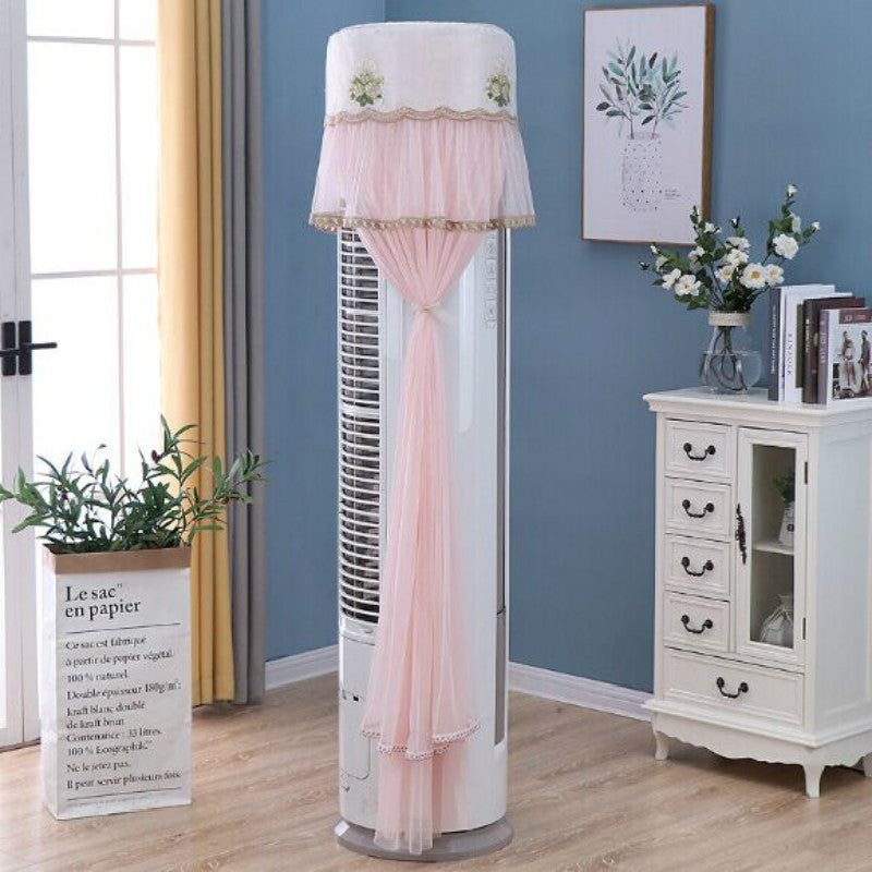 ELECTROPRIME Lace Vertical Round Column Air Conditioner Dust Cover, Size:175cm(Pink)