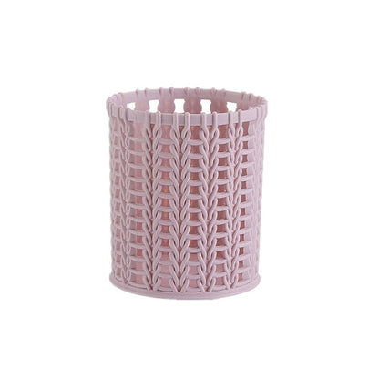 ELECTROPRIME HH301 Office Organizer Desktop Hollow Cylinder Pen Storage Box Pencil Brush Pot Pen Holder Makeup Brush Plastic Container(Pink)