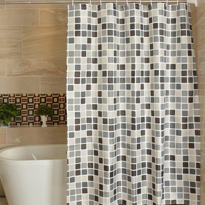 ELECTROPRIME Waterproof And Mildew Curtain Plaid Texture Polyester Cloth Shower Curtain Bathroom Curtains, Size:180x180cm
