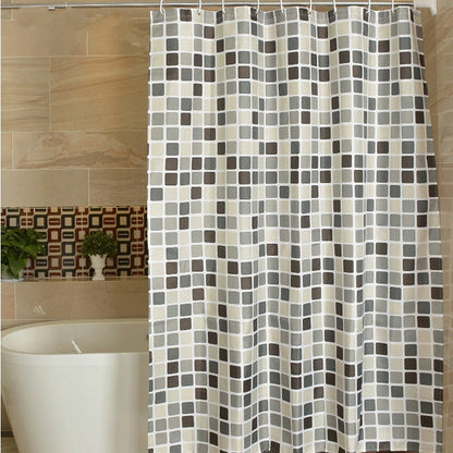 ELECTROPRIME Waterproof And Mildew Curtain Plaid Texture Polyester Cloth Shower Curtain Bathroom Curtains, Size:180x180cm