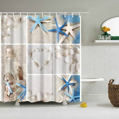 ELECTROPRIME Colorful Beach Conch Starfish Shell Polyester Washable Bath Shower Curtains, Size:120X180cm(Drifting Bottle)