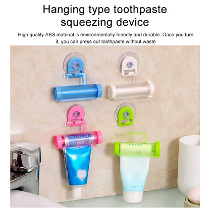 ELECTROPRIME 2 Pcs Creative Sucker Hangable Toothpaste Extruder with Sucker &Holder(Blue)