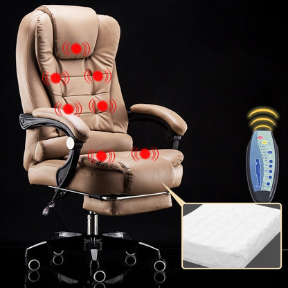ELECTROPRIME Modern Minimalist Lift Swivel Chair Lazy Seat Gaming Massage Office Chair With Steel Feet & Footrest(Khaki)
