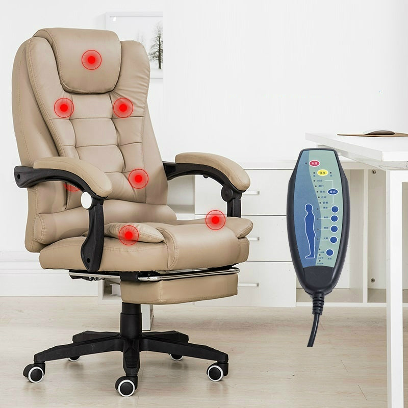 ELECTROPRIME Modern Minimalist Lift Swivel Chair Lazy Seat Gaming Massage Office Chair With Steel Feet & Footrest(Khaki)
