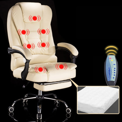 ELECTROPRIME Modern Minimalist Lift Swivel Chair Lazy Seat Gaming Massage Office Chair With Steel Feet & Footrest(Creamy-White)