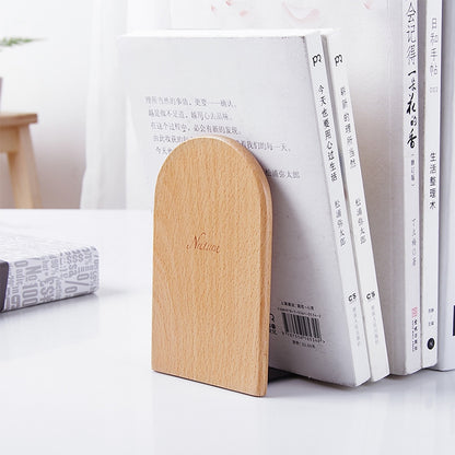 ELECTROPRIME Anti-skid Bookends Shelf Holder Book Nature Wood Stand(Round)