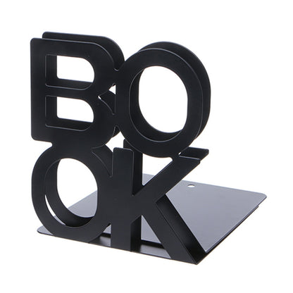 ELECTROPRIME Alphabet Shaped Iron Metal Bookends Support Holder Desk Stands For Books(Black)