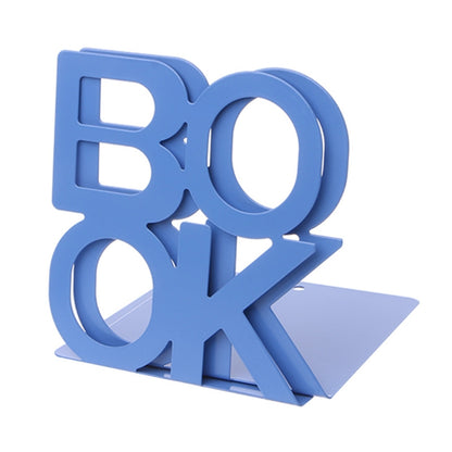 ELECTROPRIME Alphabet Shaped Iron Metal Bookends Support Holder Desk Stands For Books(Blue)