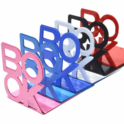 ELECTROPRIME Alphabet Shaped Iron Metal Bookends Support Holder Desk Stands For Books(Blue)