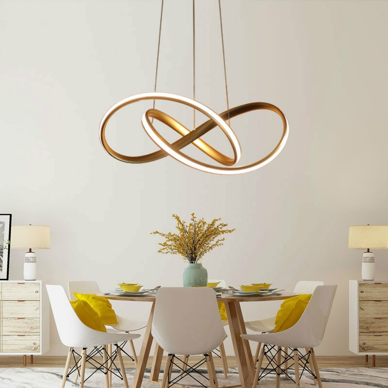 ELECTROPRIME Simple and Creative Personality LED Living Room Bedroom Dining Room Chandelier, Diameter: 50cm, Light Color:White Light(Black)
