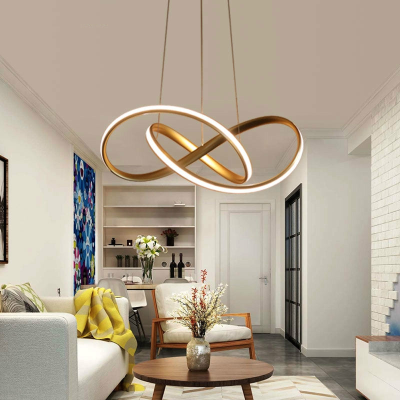 ELECTROPRIME Simple and Creative Personality LED Living Room Bedroom Dining Room Chandelier, Diameter: 50cm, Light Color:White Light(Black)