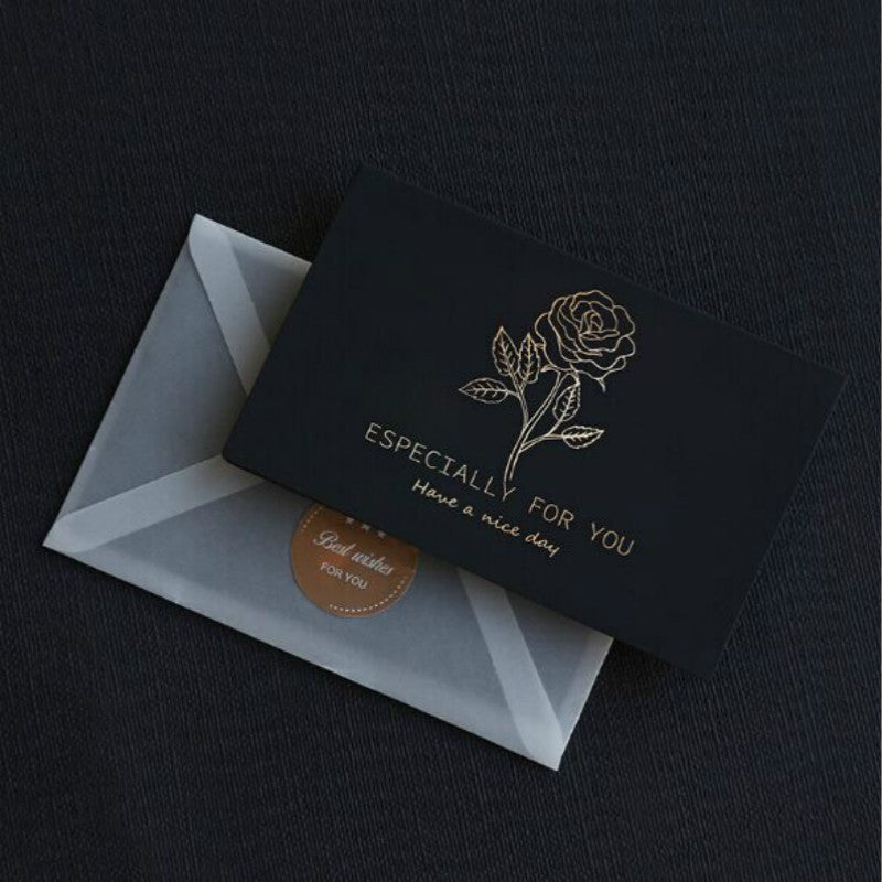 ELECTROPRIME 6 PCS Creative Business Bronzing Thanksgiving Birthday Card(Rose)