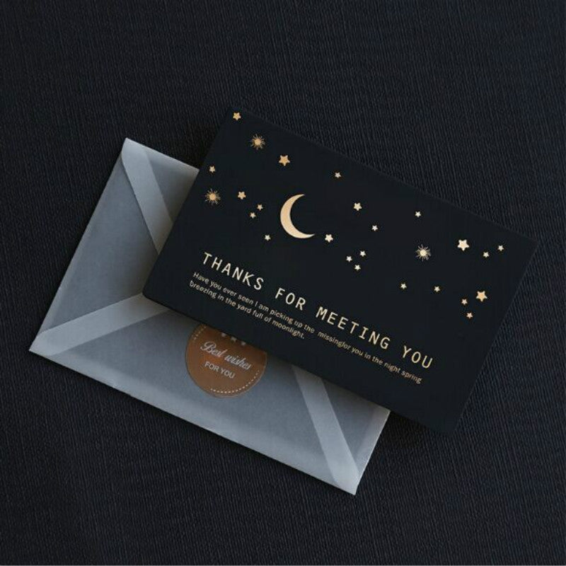 ELECTROPRIME 6 PCS Creative Business Bronzing Thanksgiving Birthday Card(Moon)