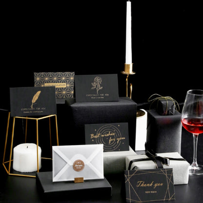 ELECTROPRIME 6 PCS Creative Business Bronzing Thanksgiving Birthday Card(Moon)