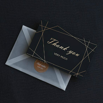 ELECTROPRIME 6 PCS Creative Business Bronzing Thanksgiving Birthday Card(Thank You)