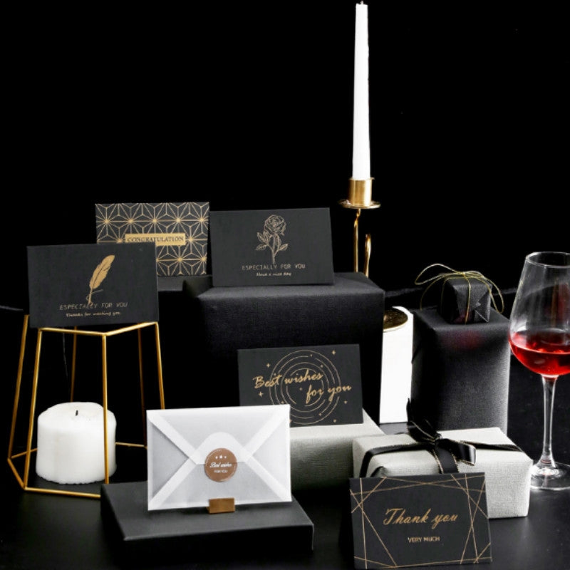 ELECTROPRIME 6 PCS Creative Business Bronzing Thanksgiving Birthday Card(Thank You)