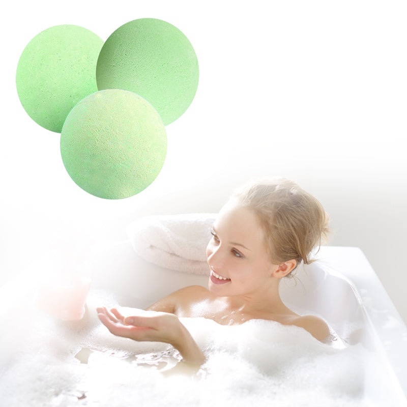 ELECTROPRIME 3 PCS 10g Natural Bubble Shower Bombs Ball Bath Salt Body Essential Oil Bath Ball(Green)