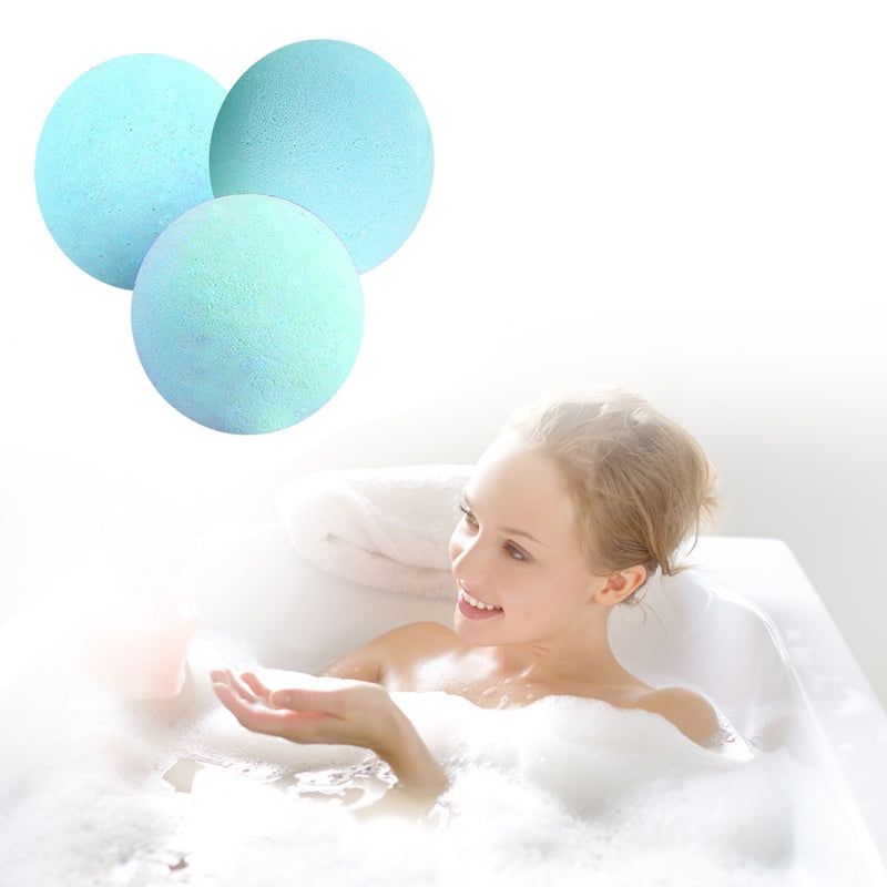 ELECTROPRIME 3 PCS 10g Natural Bubble Shower Bombs Ball Bath Salt Body Essential Oil Bath Ball(Blue)
