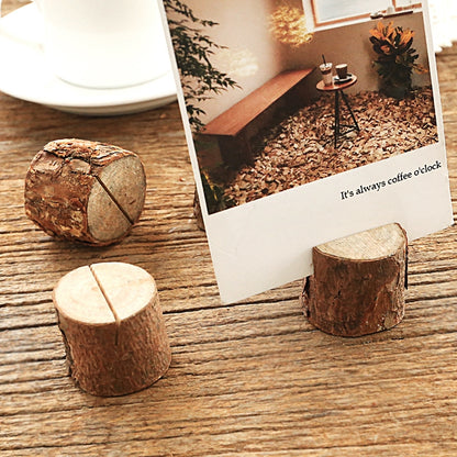 ELECTROPRIME Wooden Stump Shape Wedding Party Reception Place Card Holder Stand Number Name Table Menu Picture Photo Clip Card Holder