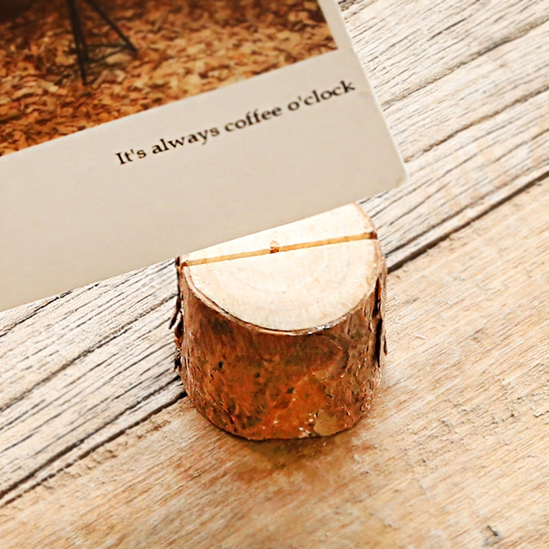 ELECTROPRIME Wooden Stump Shape Wedding Party Reception Place Card Holder Stand Number Name Table Menu Picture Photo Clip Card Holder