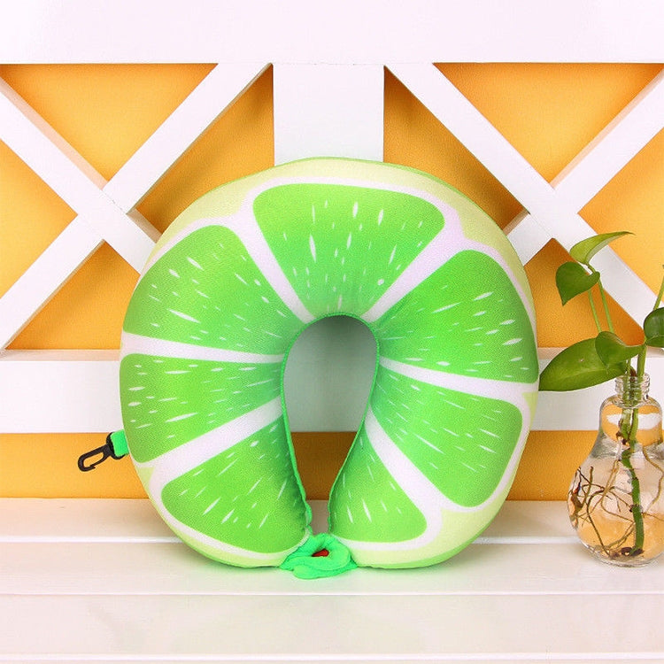 ELECTROPRIME Fruit U Shaped Travel Pillow Nanoparticles Neck Pillow Car Pillows Soft Cushion Home Textile(Lime)