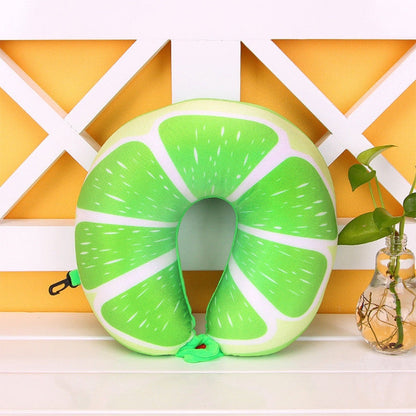 ELECTROPRIME Fruit U Shaped Travel Pillow Nanoparticles Neck Pillow Car Pillows Soft Cushion Home Textile(Lime)