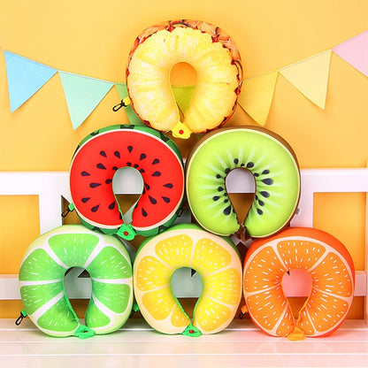 ELECTROPRIME Fruit U Shaped Travel Pillow Nanoparticles Neck Pillow Car Pillows Soft Cushion Home Textile(Watermelon)