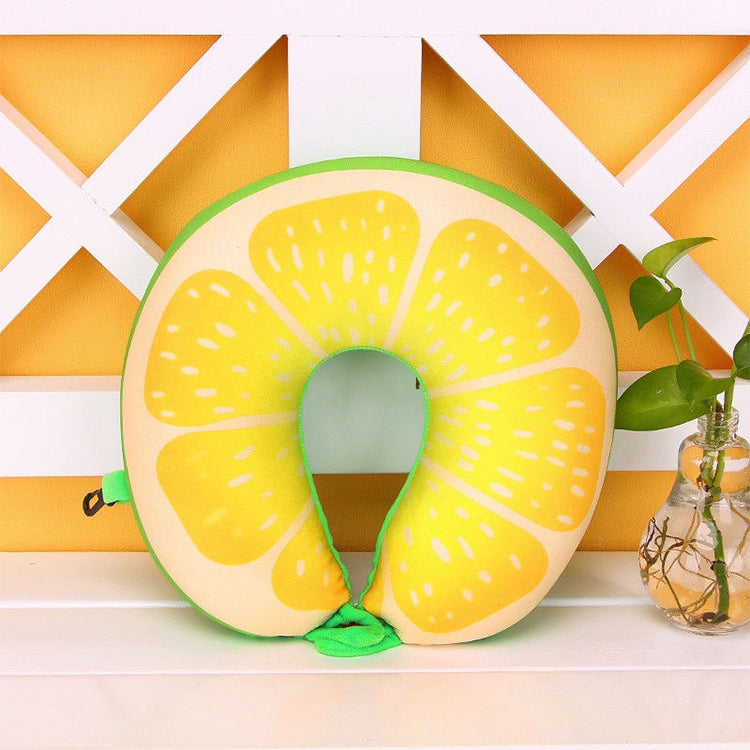 ELECTROPRIME Fruit U Shaped Travel Pillow Nanoparticles Neck Pillow Car Pillows Soft Cushion Home Textile(Lemon)