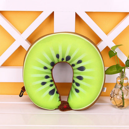ELECTROPRIME Fruit U Shaped Travel Pillow Nanoparticles Neck Pillow Car Pillows Soft Cushion Home Textile(Kiwi)