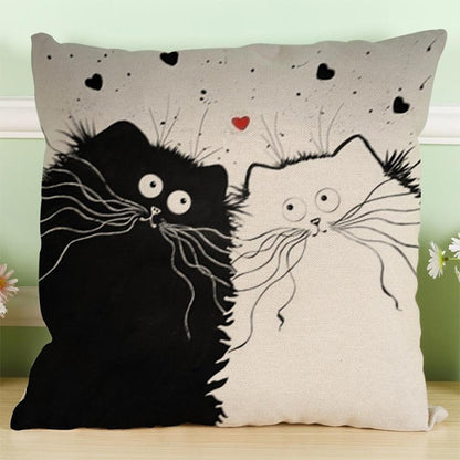 ELECTROPRIME MUQGEW Vintage White and Black Cat Dog Cute Pillow Sofa Cushion Home Car Decor(3)