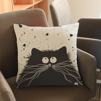 ELECTROPRIME MUQGEW Vintage White and Black Cat Dog Cute Pillow Sofa Cushion Home Car Decor(4)