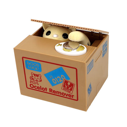 ELECTROPRIME Fashion Super Cute Animal Steal Money Piggy Bank Creative Piggy Bank(Lucky Yellow Cat)