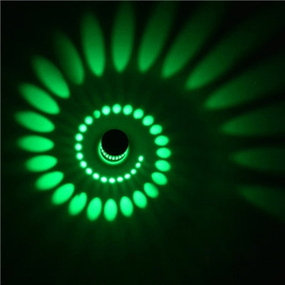 ELECTROPRIME 3W Modern Interior Creative Spiral Round Wall Lamp for Club, KTV, Corridor, Aisle, Background Wall Decoration Lamp Recessed In(Green Light)