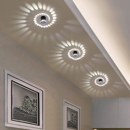ELECTROPRIME 3W Modern Interior Creative Spiral Round Wall Lamp for Club, KTV, Corridor, Aisle, Background Wall Decoration Lamp Recessed In(Green Light)