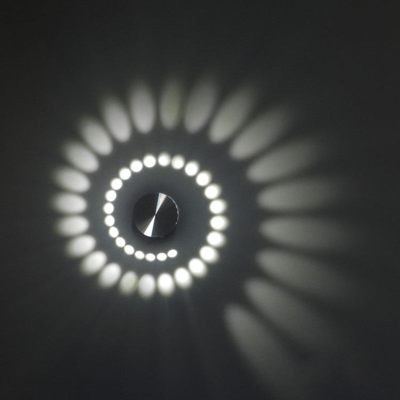 ELECTROPRIME 3W Modern Interior Creative Spiral Round Wall Lamp for Club, KTV, Corridor, Aisle, Background Wall Decoration Lamp Recessed In(White Light)